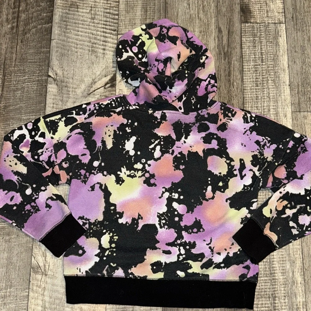 Justice Black and Purple Tie-Dye Hoodie Sweatshirt-size M